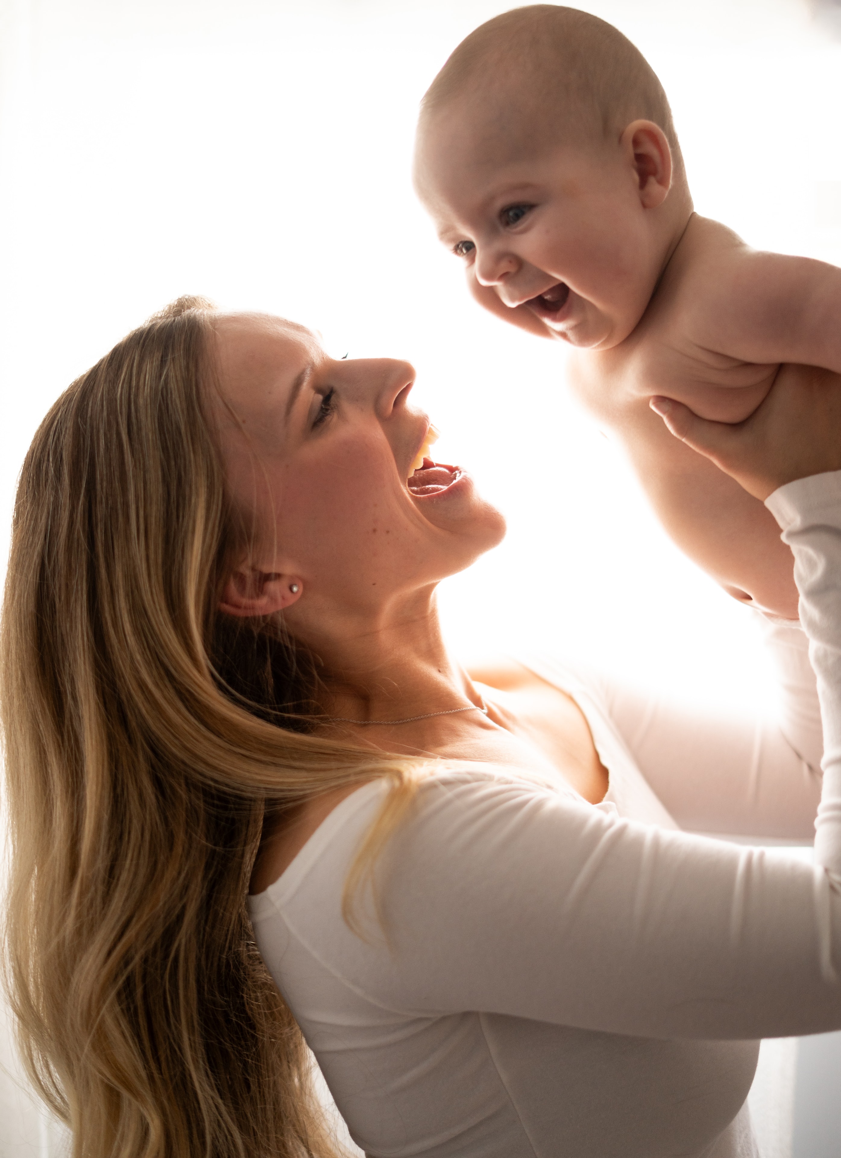 Mother and baby in studio